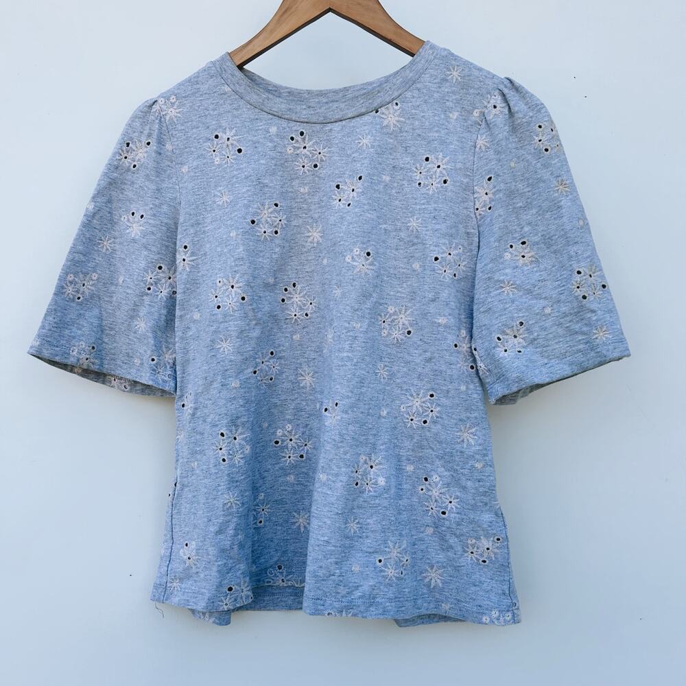 Blue Floral Eyelet Women's Top